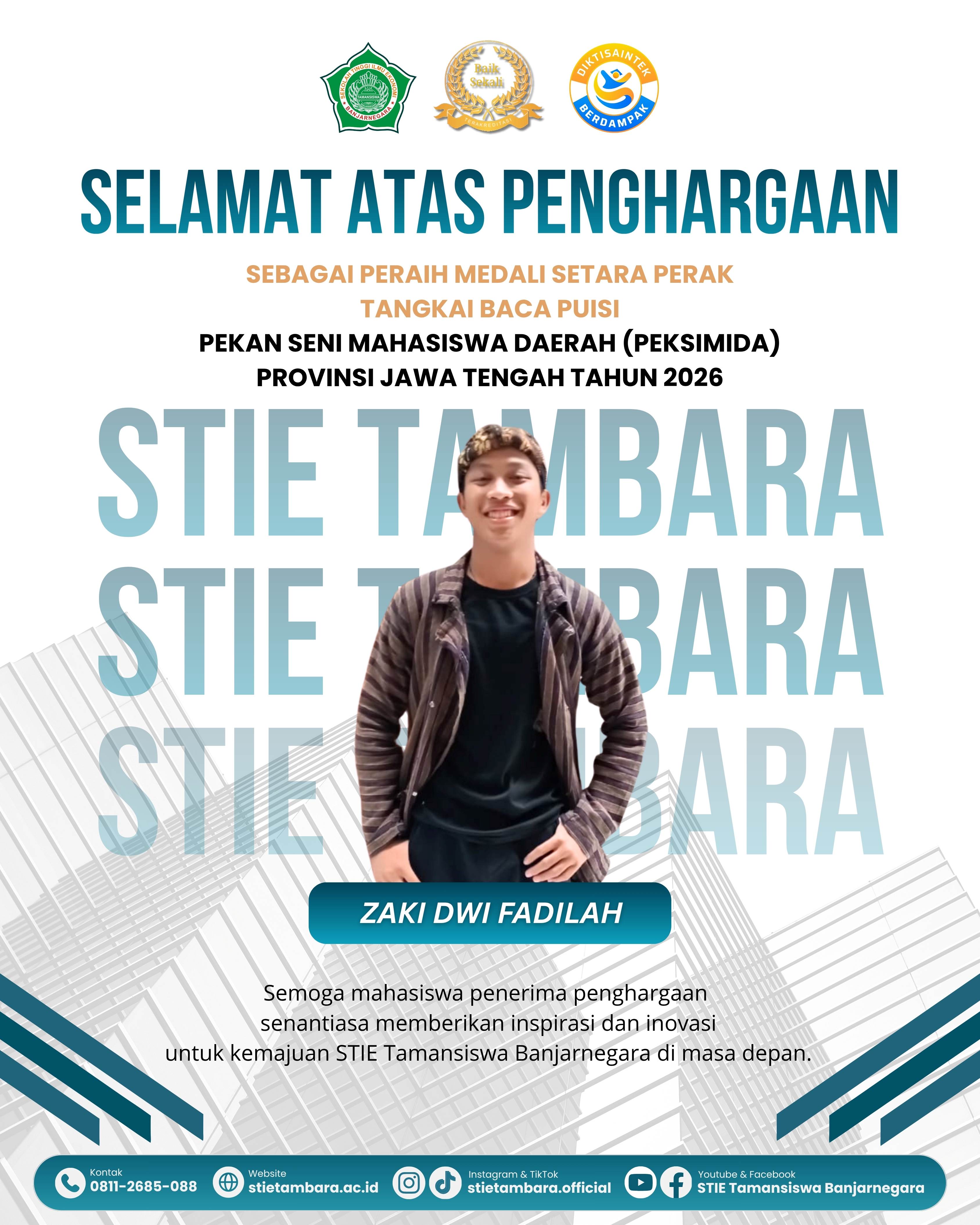 Mahasiswa STIE Tamansiswa Banjarnegara Meraih Penghargaan Pada Ajang Pekan Seni Mahasiswa Daerah (Peksimida) Provinsi Jawa Tengah Tahun 2026