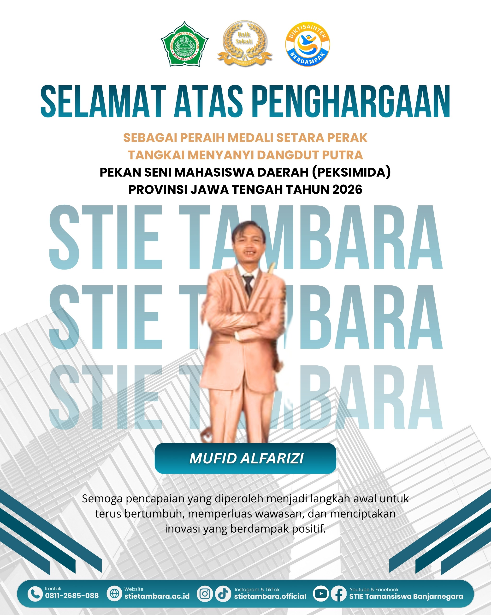Mahasiswa STIE Tamansiswa Banjarnegara Meraih Penghargaan Medali Perak Pada Ajang Pekan Seni Mahasiswa Daerah (Peksimida) Provinsi Jawa Tengah Tahun 2026 