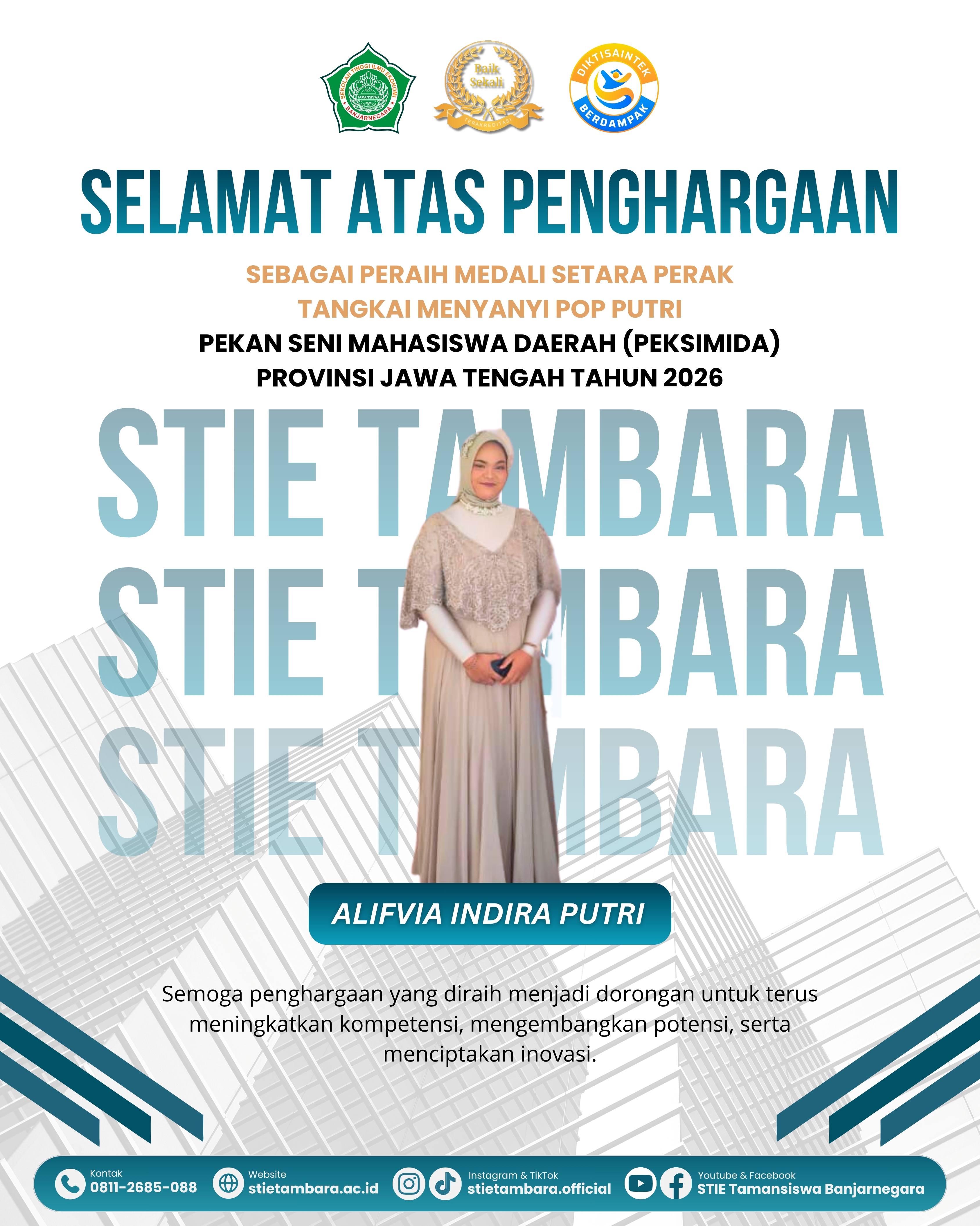 Mahasiswa Berhasil Meraih Medali Perak Pada Cabang Lomba Tangkai Menyanyi Pop Putri